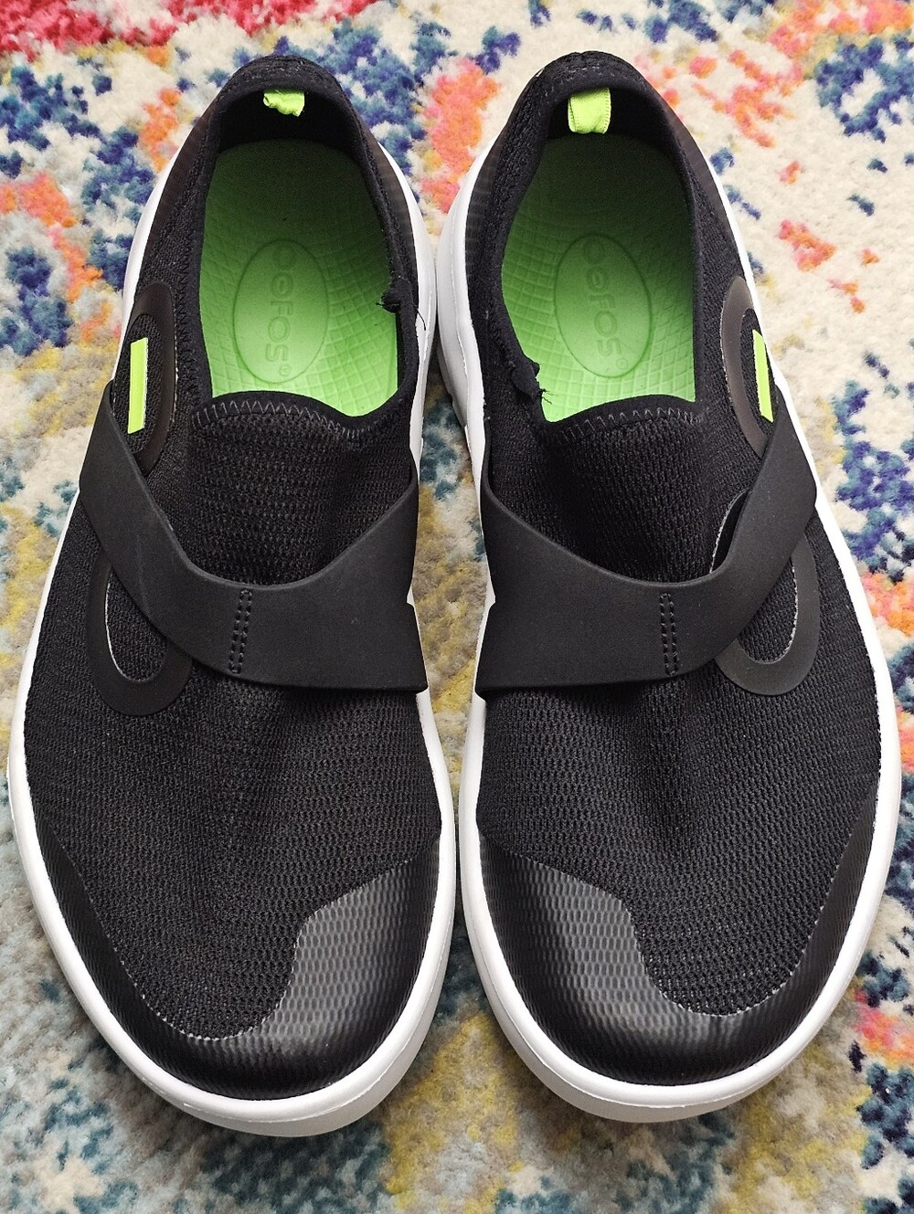 OOFOS OOMG Fibre Mens Size US 9 / EU 42 Low Black Recovery Slip On Loafer Shoes